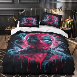 Deadpool Marvel Housse de Couette Imprimée 3D Douce 3 Pièces Literie Garçons Filles