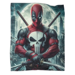 Marvel Deadpool Plaid en Polaire Imprimé 3D Couverture Douce Confortable pour Canapé Lit Bureau