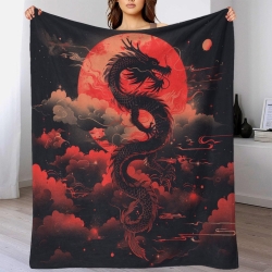 Dragon Plaid en Polaire Imprimé 3D Couverture Douce Confortable pour Canapé Lit Bureau