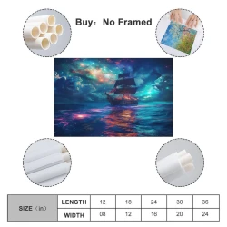 Voilier Peinture sur toile sans cadre, impressions posters art mural pour déco maison chambre bureau