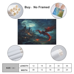 Dragon Peinture sur toile sans cadre, impressions posters art mural pour déco maison chambre bureau