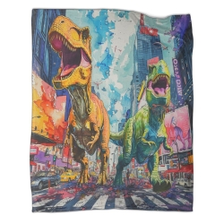 Dinosaure Plaid en Polaire Imprimé 3D Couverture Douce Confortable pour Canapé Lit Bureau