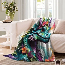 occidental Dragon Plaid en Polaire Imprimé 3D Couverture Douce Confortable pour Canapé Lit Bureau