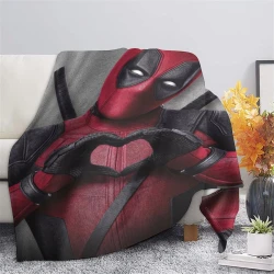 Marvel Deadpool Plaid en Polaire Imprimé 3D Couverture Douce Confortable pour Canapé Lit Bureau