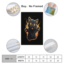 Chat Peinture sur toile sans cadre, impressions posters art mural pour déco maison chambre bureau