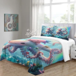 Pieuvre Housse de Couette Imprimée 3D Douce 3 Pièces Literie Garçons Filles