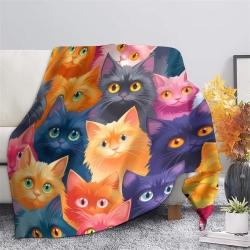 Chat Plaid en Polaire Imprimé 3D Couverture Douce Confortable pour Canapé Lit Bureau