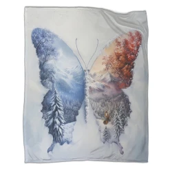 Mariposa Manta de Forro Polar Impresa en 3D Suave y Acogedora para Sofá Cama Oficina