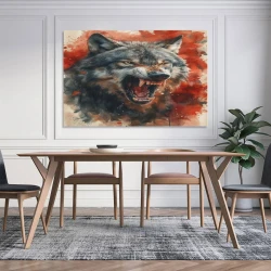 Loup Peinture sur toile sans cadre, impressions posters art mural pour déco maison chambre bureau