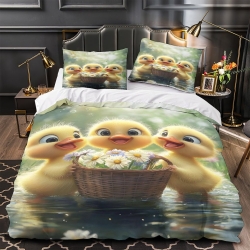 Canard Housse de Couette Imprimée 3D Douce 3 Pièces Literie Garçons Filles