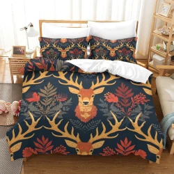 Renne Housse de Couette Imprimée 3D Douce 3 Pièces Literie Garçons Filles