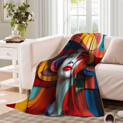 Art abstrait Femmes Plaid en Polaire Imprimé 3D Couverture Douce Confortable pour Canapé Lit Bureau
