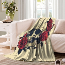 Crâne Plaid en Polaire Imprimé 3D Couverture Douce Confortable pour Canapé Lit Bureau