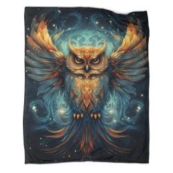 Hibou Plaid en Polaire Imprimé 3D Couverture Douce Confortable pour Canapé Lit Bureau