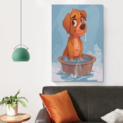Chien de dessin animé Peinture sur toile sans cadre, impressions posters art mural pour déco maison chambre bureau