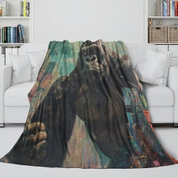 Gorille Plaid en Polaire Imprimé 3D Couverture Douce Confortable pour Canapé Lit Bureau