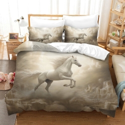 Cheval Housse de Couette Imprimée 3D Douce 3 Pièces Literie Garçons Filles