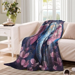 Éléphant Plaid en Polaire Imprimé 3D Couverture Douce Confortable pour Canapé Lit Bureau