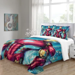 Avengers Iron Man 3D Gedruckter Bettbezug Weiche 3-teilige Bettwäsche für Jungen Mädchen