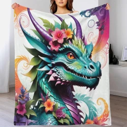 occidental Dragon Plaid en Polaire Imprimé 3D Couverture Douce Confortable pour Canapé Lit Bureau