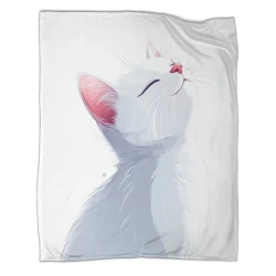 Cute Chat Plaid en Polaire Imprimé 3D Couverture Douce Confortable pour Canapé Lit Bureau