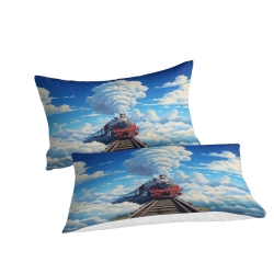 Train à vapeur Housse de Couette Imprimée 3D Douce 3 Pièces Literie Garçons Filles