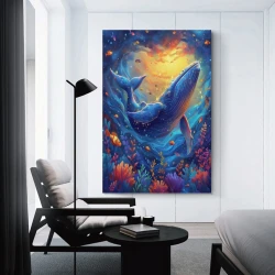 Ballena Pintura en lienzo sin marco, impresiones de pósters arte pared para decoración hogar dormitorio oficina
