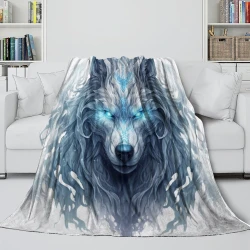 Wolf 3D Gedruckte Fleece-Decke Weiche Gemütliche Decke für Sofa Bett Büro