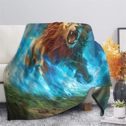 Lion Plaid en Polaire Imprimé 3D Couverture Douce Confortable pour Canapé Lit Bureau