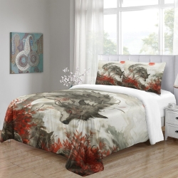 Loup Housse de Couette Imprimée 3D Douce 3 Pièces Literie Garçons Filles