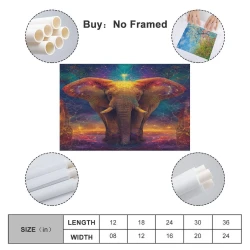 Éléphant Peinture sur toile sans cadre, impressions posters art mural pour déco maison chambre bureau