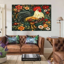 Coq Peinture sur toile sans cadre, impressions posters art mural pour déco maison chambre bureau