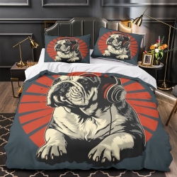 Bouledogue Housse de Couette Imprimée 3D Douce 3 Pièces Literie Garçons Filles