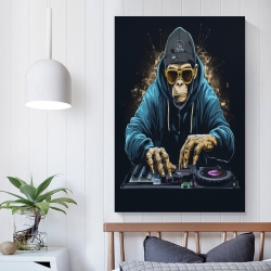 DJ Gorille Peinture sur toile sans cadre, impressions posters art mural pour déco maison chambre bureau