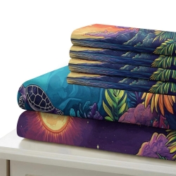 Tortue de mer Housse de Couette Imprimée 3D Douce 3 Pièces Literie Garçons Filles