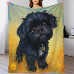 Yorkshire Terrier Coperta in Pile Stampata 3D Morbida e Confortevole per Divano Letto Ufficio