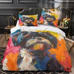 Shih Tzu Copripiumino Stampato 3D Morbido 3 Pezzi Biancheria da Letto per Ragazzi Ragazze