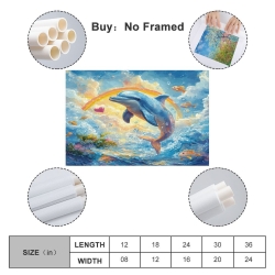 Dauphin Peinture sur toile sans cadre, impressions posters art mural pour déco maison chambre bureau