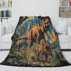 Dinosaure Plaid en Polaire Imprimé 3D Couverture Douce Confortable pour Canapé Lit Bureau
