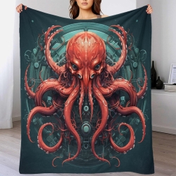 Mythe de l'horreur Cthulhu Plaid en Polaire Imprimé 3D Couverture Douce Confortable pour Canapé Lit Bureau
