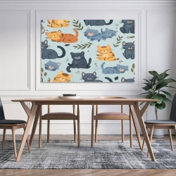 Chat de dessin animé Peinture sur toile sans cadre, impressions posters art mural pour déco maison chambre bureau