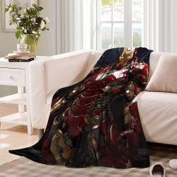 Avengers Iron Man Plaid en Polaire Imprimé 3D Couverture Douce Confortable pour Canapé Lit Bureau