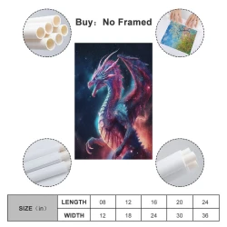 occidental Dragon Peinture sur toile sans cadre, impressions posters art mural pour déco maison chambre bureau