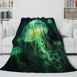 Méduse Plaid en Polaire Imprimé 3D Couverture Douce Confortable pour Canapé Lit Bureau