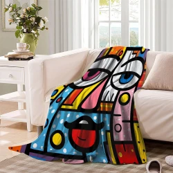 Art abstrait Plaid en Polaire Imprimé 3D Couverture Douce Confortable pour Canapé Lit Bureau