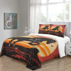 Cheval Housse de Couette Imprimée 3D Douce 3 Pièces Literie Garçons Filles