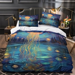 Méduse Housse de Couette Imprimée 3D Douce 3 Pièces Literie Garçons Filles