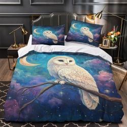 Hibou Housse de Couette Imprimée 3D Douce 3 Pièces Literie Garçons Filles