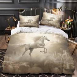 Cheval Housse de Couette Imprimée 3D Douce 3 Pièces Literie Garçons Filles