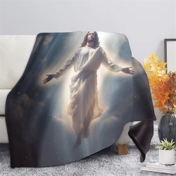 Dieu et Jésus Plaid en Polaire Imprimé 3D Couverture Douce Confortable pour Canapé Lit Bureau